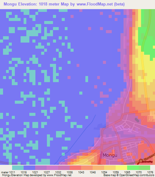 Mongu,Zambia Elevation Map