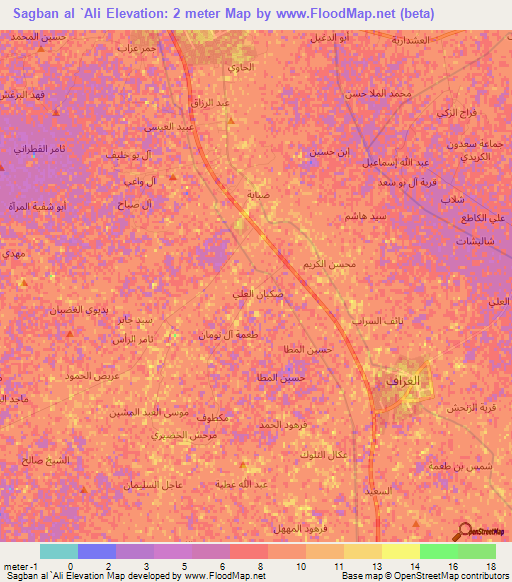 Sagban al `Ali,Iraq Elevation Map