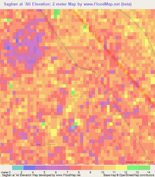 Sagban al `Ali,Iraq Elevation Map