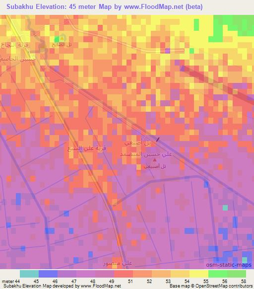 Subakhu,Iraq Elevation Map