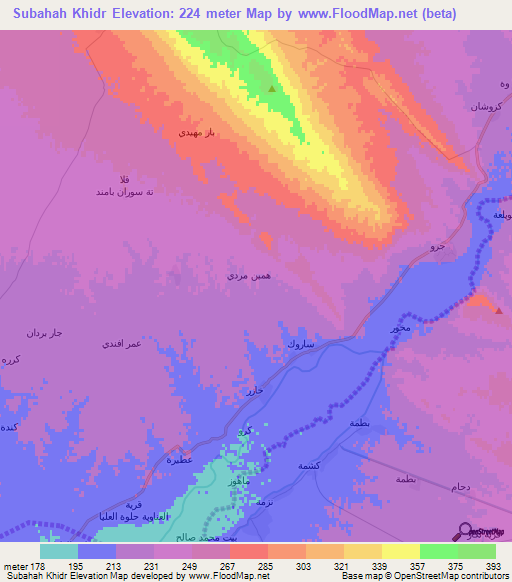 Subahah Khidr,Iraq Elevation Map