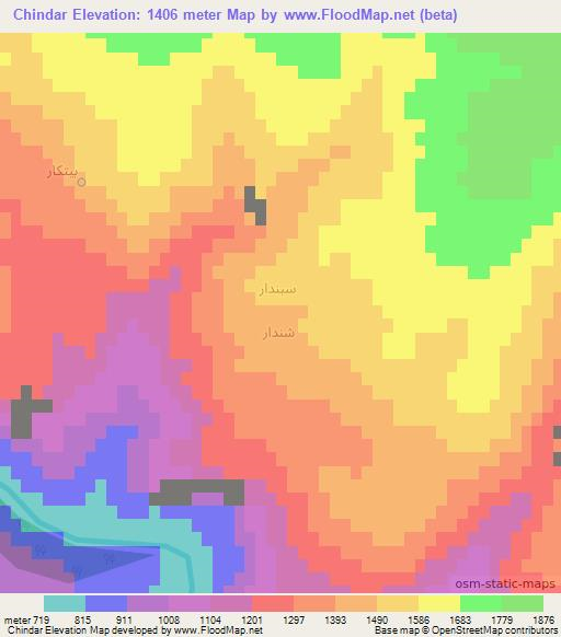 Chindar,Iraq Elevation Map