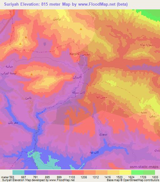 Suriyah,Iraq Elevation Map