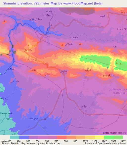 Sharmin,Iraq Elevation Map