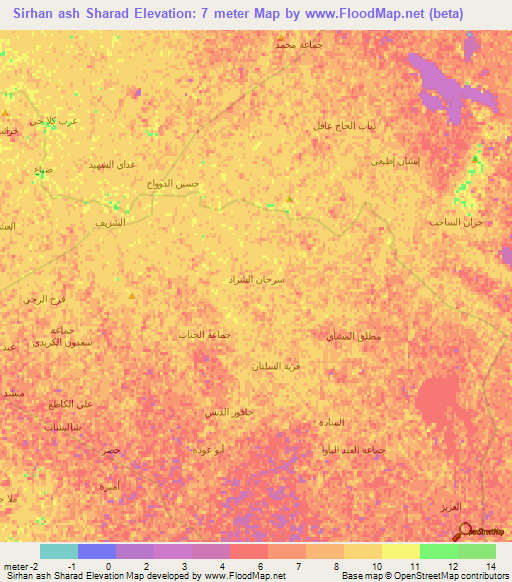 Sirhan ash Sharad,Iraq Elevation Map