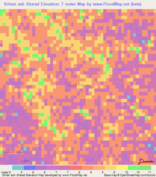 Sirhan ash Sharad,Iraq Elevation Map