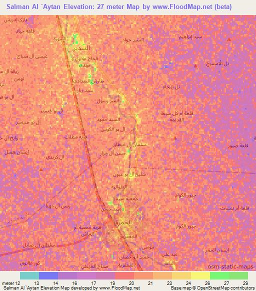 Salman Al `Aytan,Iraq Elevation Map