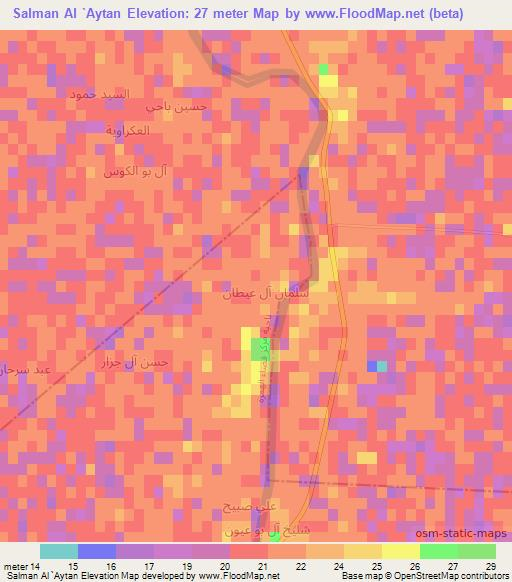 Salman Al `Aytan,Iraq Elevation Map