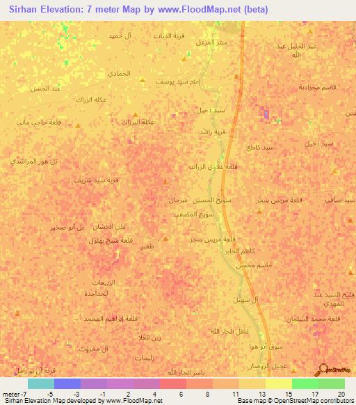 Sirhan,Iraq Elevation Map