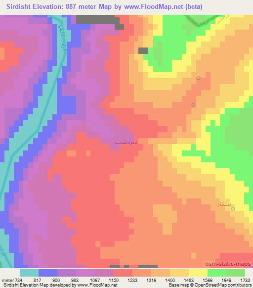 Sirdisht,Iraq Elevation Map