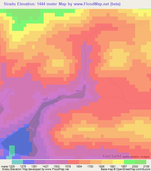 Siradu,Iraq Elevation Map