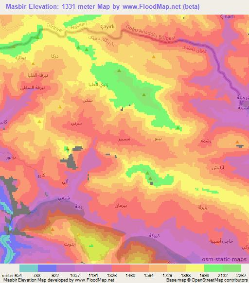 Masbir,Iraq Elevation Map