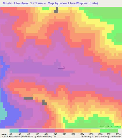 Masbir,Iraq Elevation Map