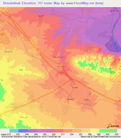 Shindukhah,Iraq Elevation Map