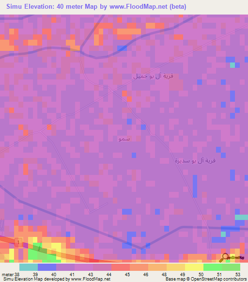 Simu,Iraq Elevation Map