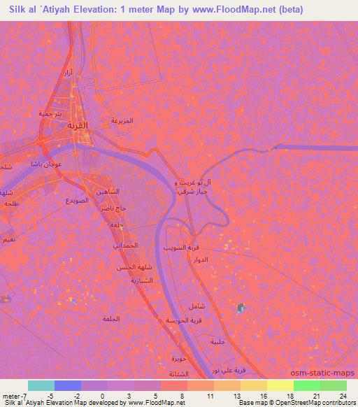 Silk al `Atiyah,Iraq Elevation Map