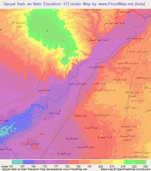 Qaryat Sadr an Nahr,Iraq Elevation Map