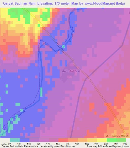 Qaryat Sadr an Nahr,Iraq Elevation Map