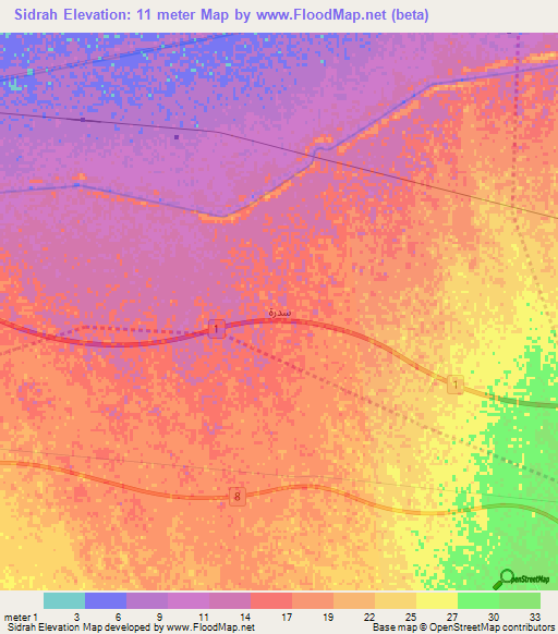 Sidrah,Iraq Elevation Map