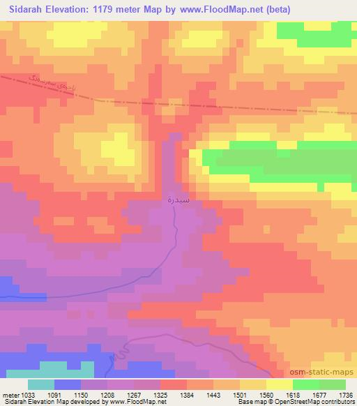 Sidarah,Iraq Elevation Map