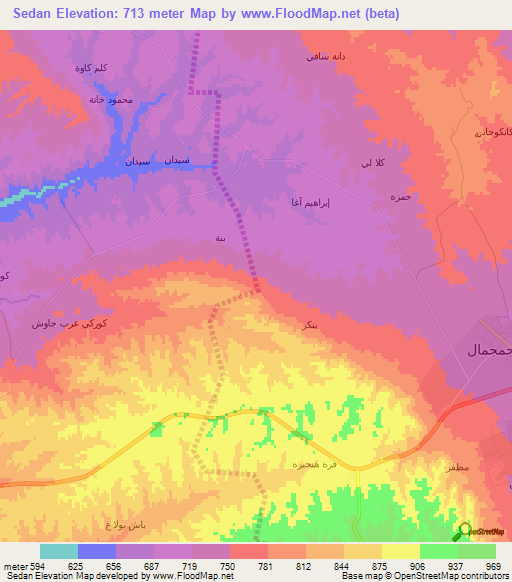 Sedan,Iraq Elevation Map