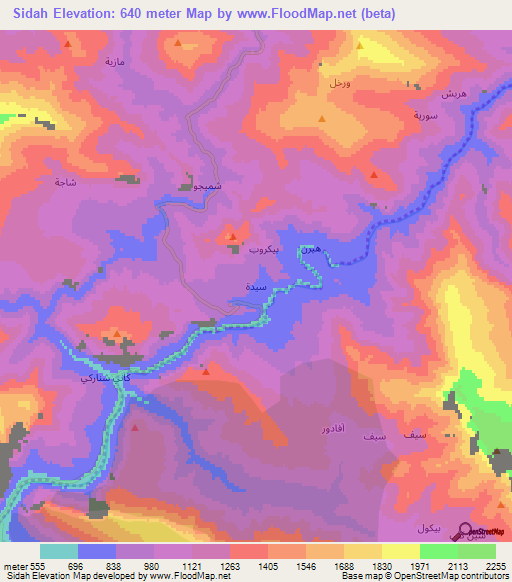 Sidah,Iraq Elevation Map