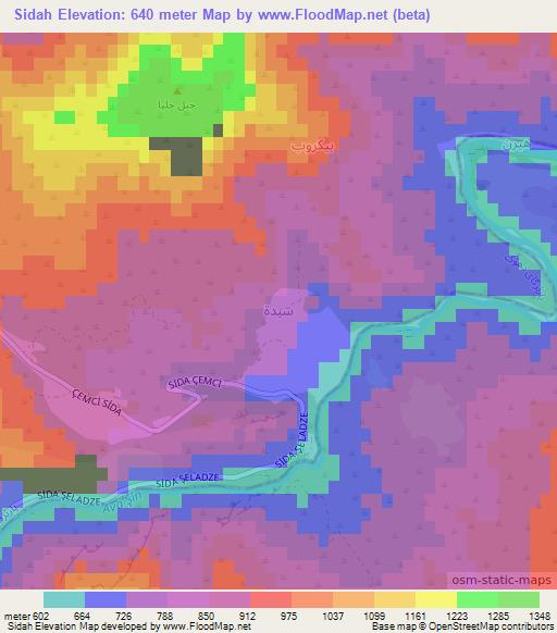 Sidah,Iraq Elevation Map