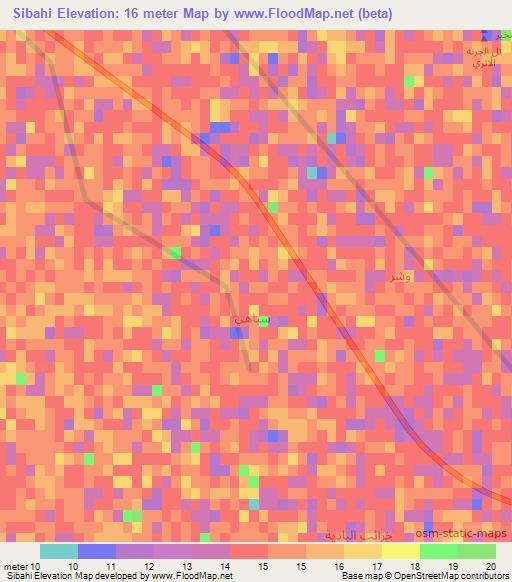 Sibahi,Iraq Elevation Map