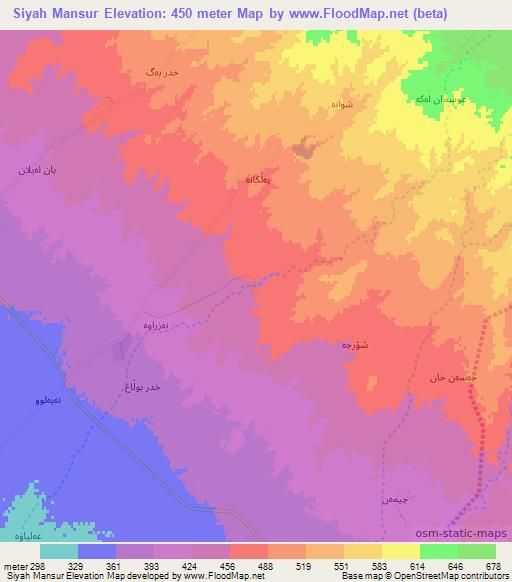 Siyah Mansur,Iraq Elevation Map