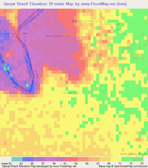 Qaryat Shazif,Iraq Elevation Map