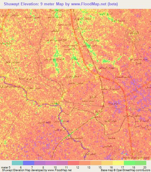 Shuwayt,Iraq Elevation Map