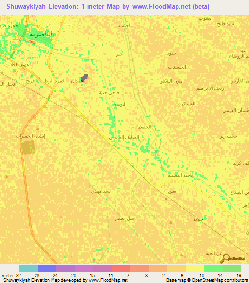 Shuwaykiyah,Iraq Elevation Map