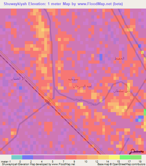 Shuwaykiyah,Iraq Elevation Map