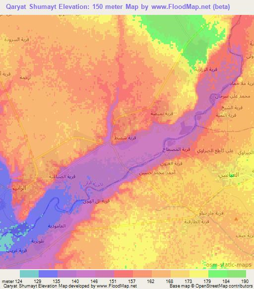 Qaryat Shumayt,Iraq Elevation Map