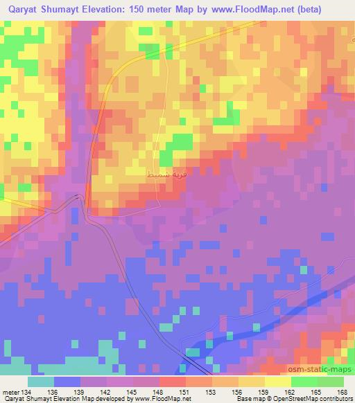 Qaryat Shumayt,Iraq Elevation Map