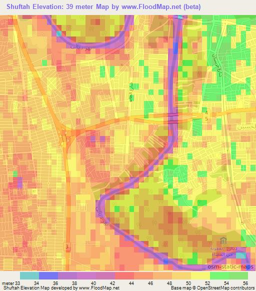 Shuftah,Iraq Elevation Map