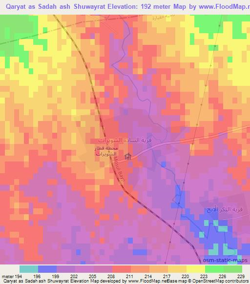 Qaryat as Sadah ash Shuwayrat,Iraq Elevation Map