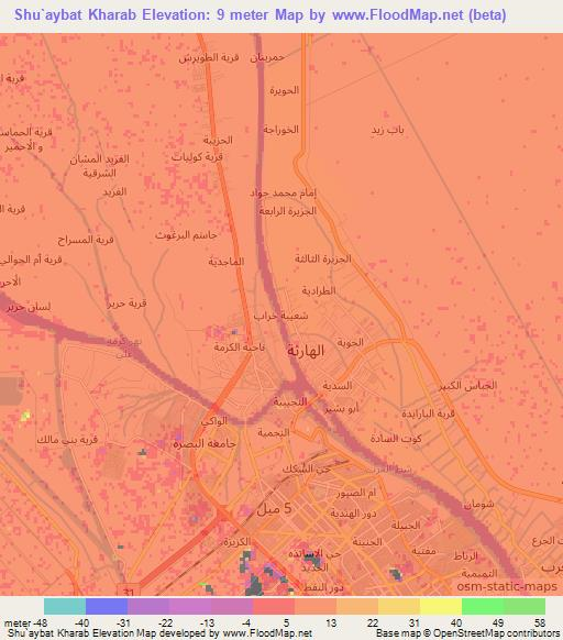 Shu`aybat Kharab,Iraq Elevation Map