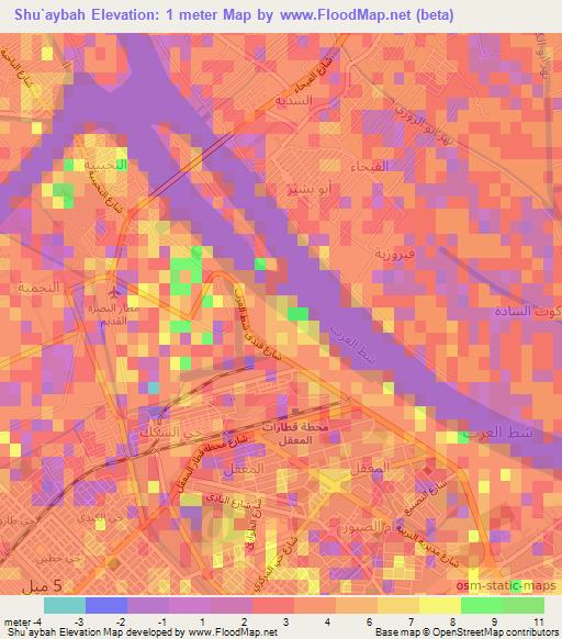 Shu`aybah,Iraq Elevation Map