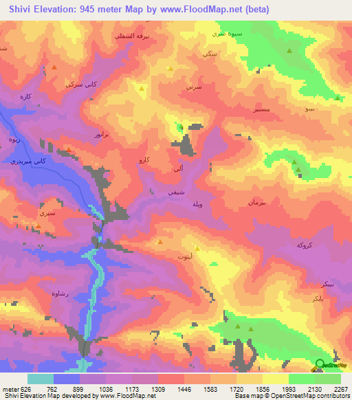 Shivi,Iraq Elevation Map