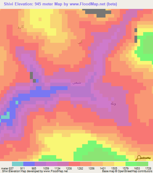 Shivi,Iraq Elevation Map