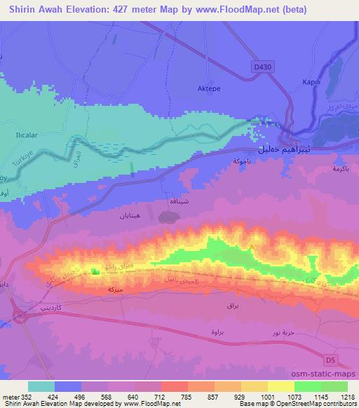 Shirin Awah,Iraq Elevation Map