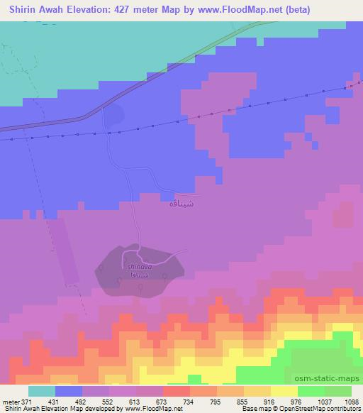 Shirin Awah,Iraq Elevation Map