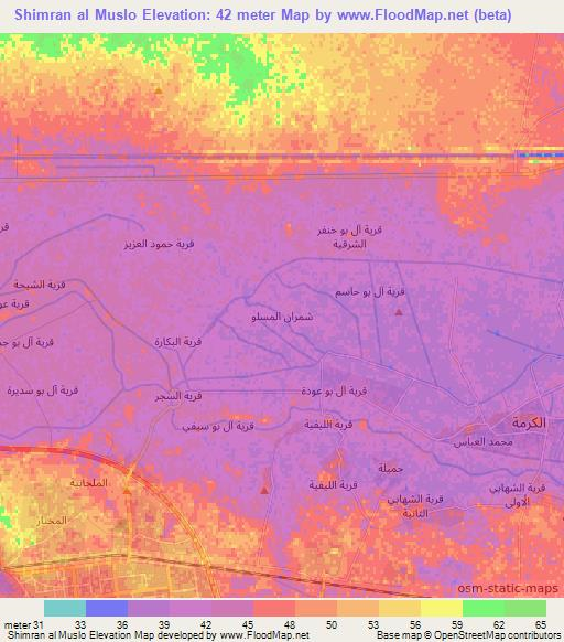 Shimran al Muslo,Iraq Elevation Map