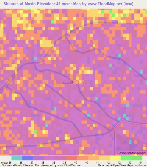 Shimran al Muslo,Iraq Elevation Map