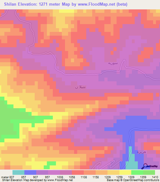 Shilan,Iraq Elevation Map