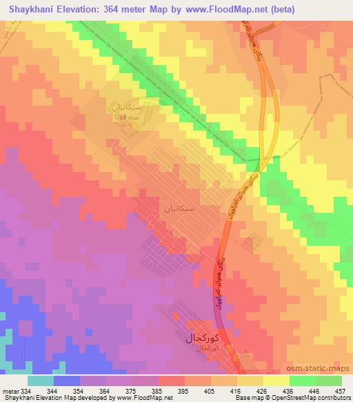 Shaykhani,Iraq Elevation Map