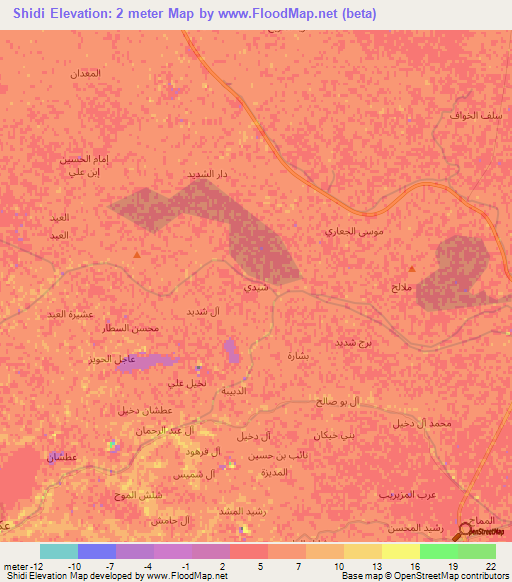 Shidi,Iraq Elevation Map