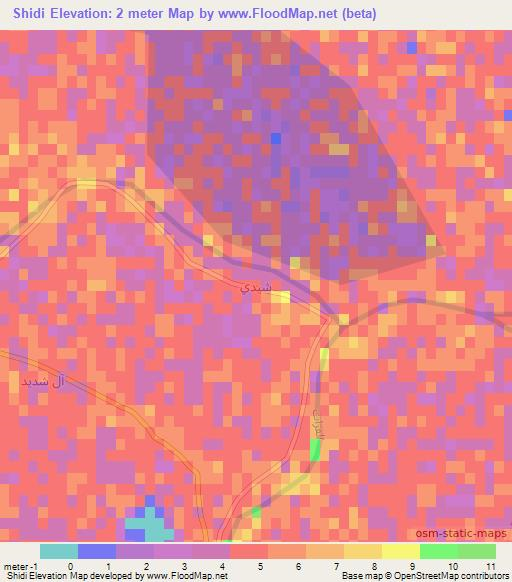 Shidi,Iraq Elevation Map