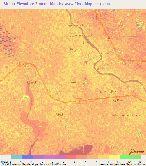 Shi`ah,Iraq Elevation Map